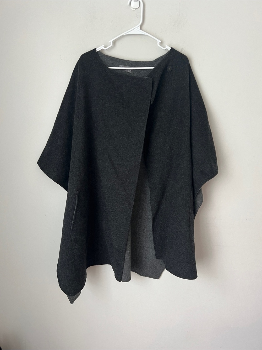 Vince Wool Blend Cape Poncho Charcoal Gray L ®️
